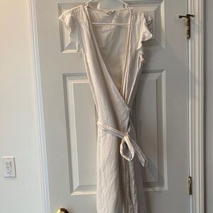 Lucky Brand Cream Midi Wrap Dress